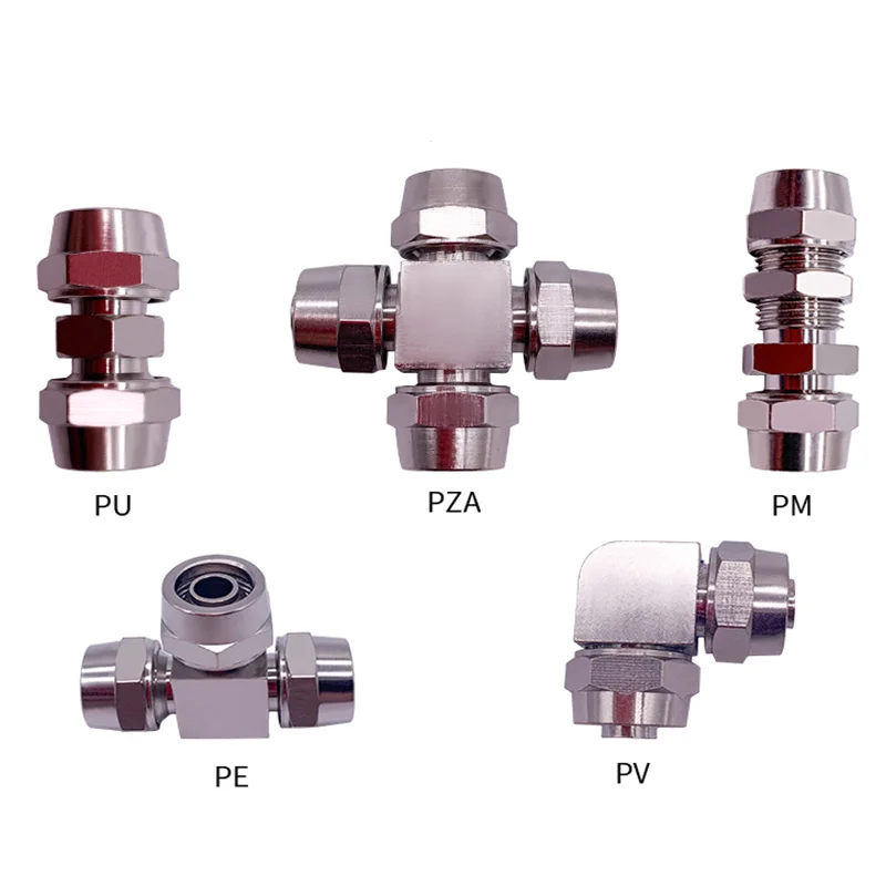 

1PCS Quickly Screw Series PV PE PZA PM PU Copper Material Pneumatic Screw Quick Connectors Fitting Gas Hose One Touch Push Into