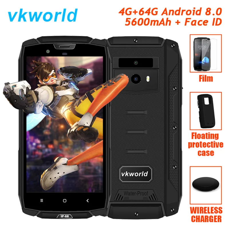 Оригинальный Vkworld VK7000 4G LTE прочный Водонепроницаемый противоударный телефон Android 8,0 Oreo Восьмиядерный 4G B + 6 4G B смартфон IP68 5600 мАч