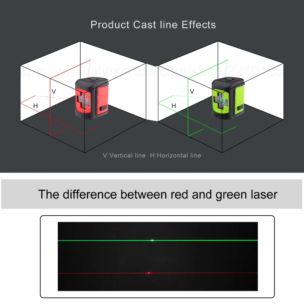 Красный/зеленый луч Лазерный уровень самонивелирующийся горизонтальный и вертикальный крест линия портативный мини-Измеритель Уровня 2 линии