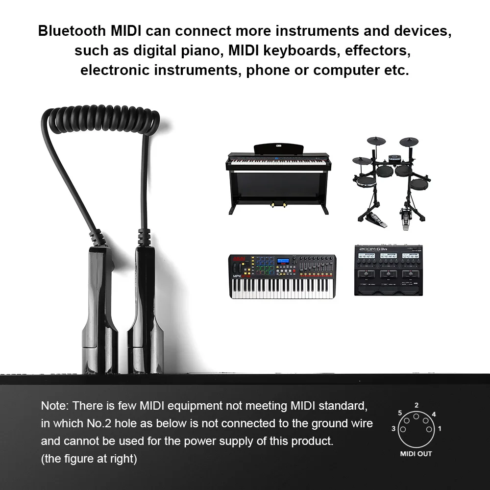 Vangoa Bluetooth беспроводной кабель для миди кабеля VBM A01 5 PIN MIDI адаптер|adapter|adapter wirelessadapter