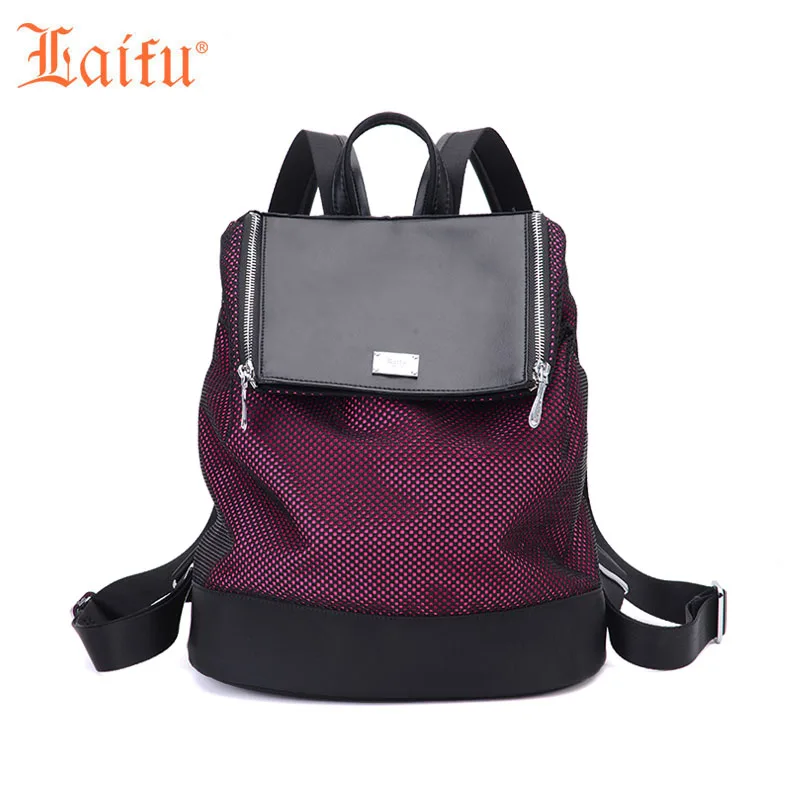 

Laifu Brand Fashion Women's Small Backpack Nylon Waterproof Teenage Girls Schoolbag Casual Mini Canvas Backpack, Black