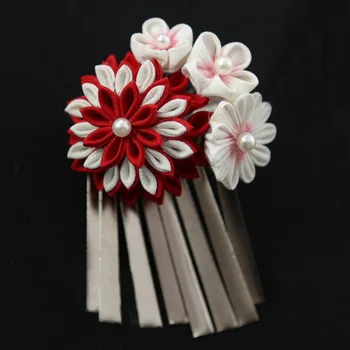 

NEW Japanese style Handmade Red white Daisy Hairpin Headwear BJD 1/3 1/4 SD DD MSD Doll Accessories