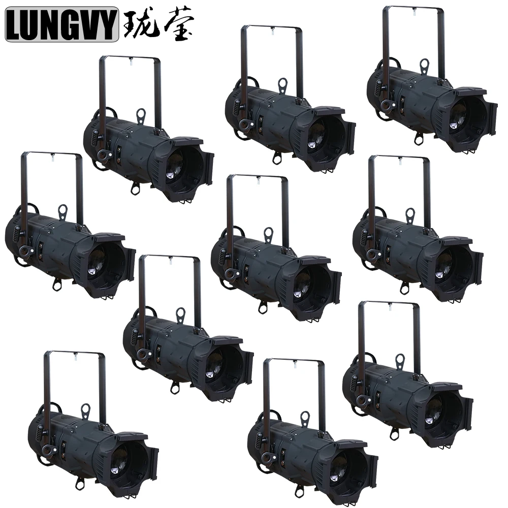 

Free Shipping 10pcs/Lot High Power Led Studio COB RGBW 200W 4in1 Led Prefocus Profile DMX512 8chs Light