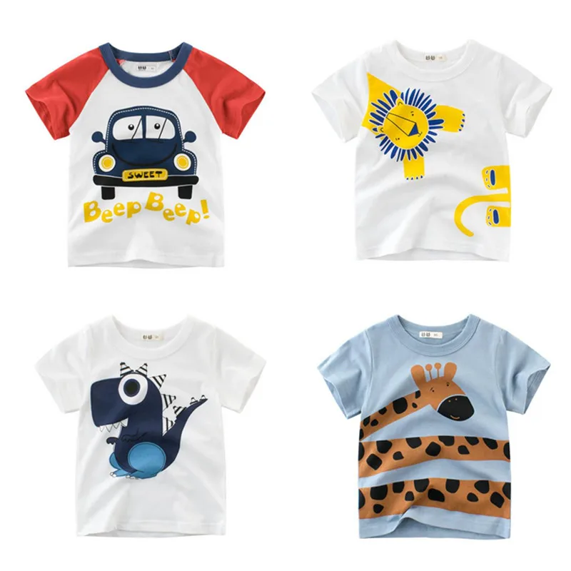 

Baby Tops Summer 100% Cotton Cartoon Animal 14 Colors for Baby Boys T shirt Shorts Kids Clothing Boys Tops Bear Car Truck