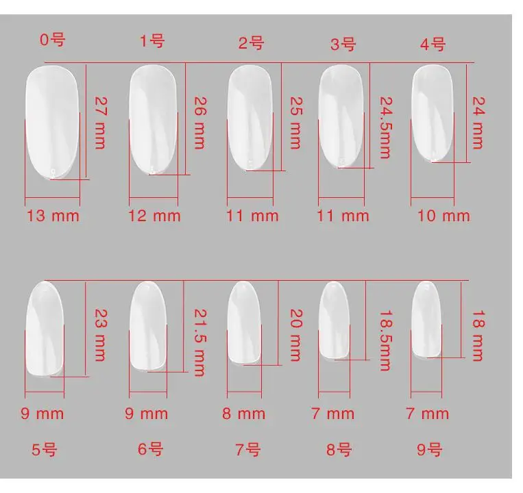 50 шт Овальные кончики для ногтей круглые кончики для ногтей накладные кончики для дизайна ногтей Акриловые накладные ногти прозрачный цвет 9 размеров