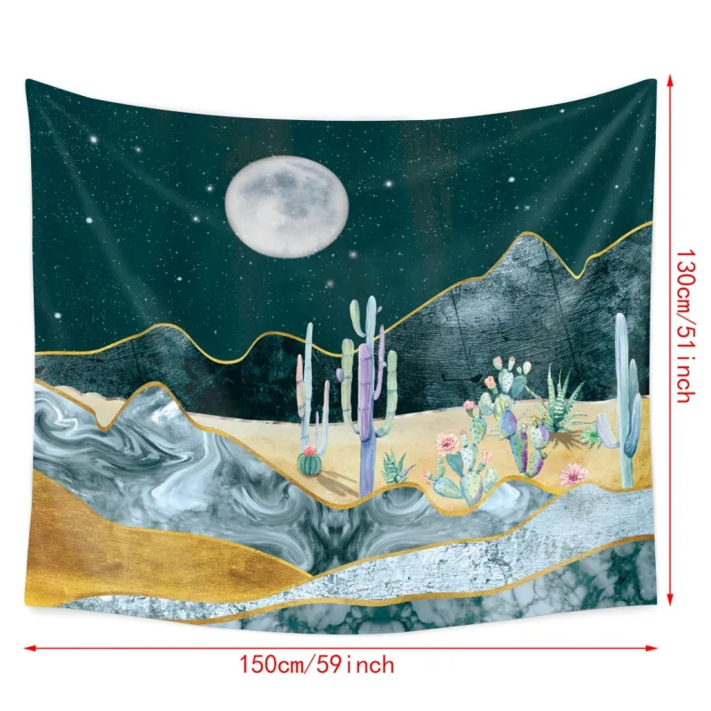 

Cactus Under the Moon Polyester Fabric Wall Decor Hanging Tapestry Wall Gifts for Parents tablecloth, home tropical tapestry