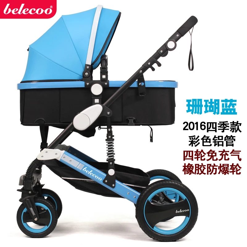Будьте хороши в каллиграфии belecoo bella детская коляска Складная двусторонняя амортизатор четыре колеса детская коляска - Цвет: Черный