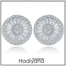 Hadiyana Модные Золотые круглые серьги красный зеленый синий и белый австрийский циркониевый Кристал серьги женские свадебные ювелирные изделия вечерние EH629