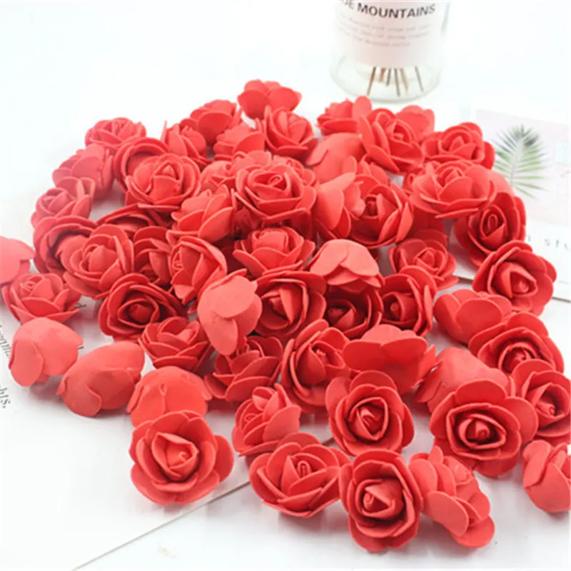 25X Mini Simulation Foam PE Rose Flower Florist Creative Wedding Decor Wine Red 