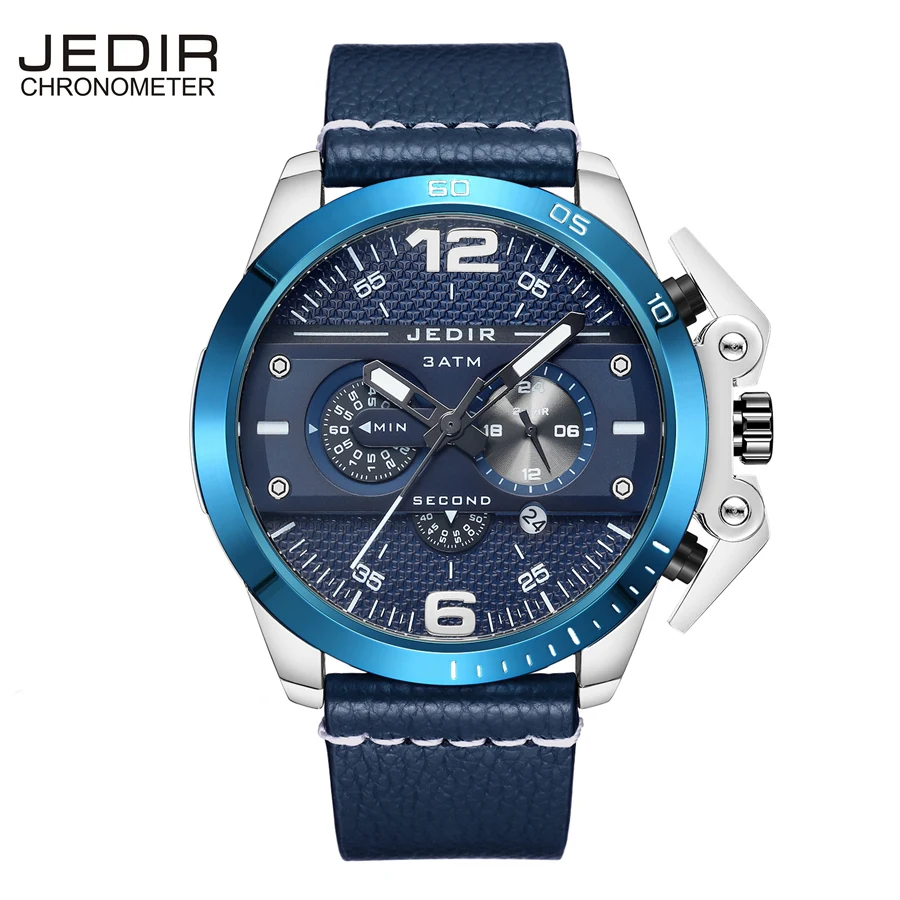 Koop Mannen Quartz Horloges Multifunctionele JEDIR Top Merk Luxe Sport horloge Man Klok commerci euml;le Mannelijke lederen horloge