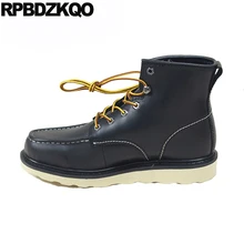 Военные рабочие ботильоны на шнуровке; черные мужские ботинки с высоким берцем в армейском стиле; коллекция года; ручная работа; ботинки в стиле ретро; дизайнерские ботинки с натуральным лицевым покрытием