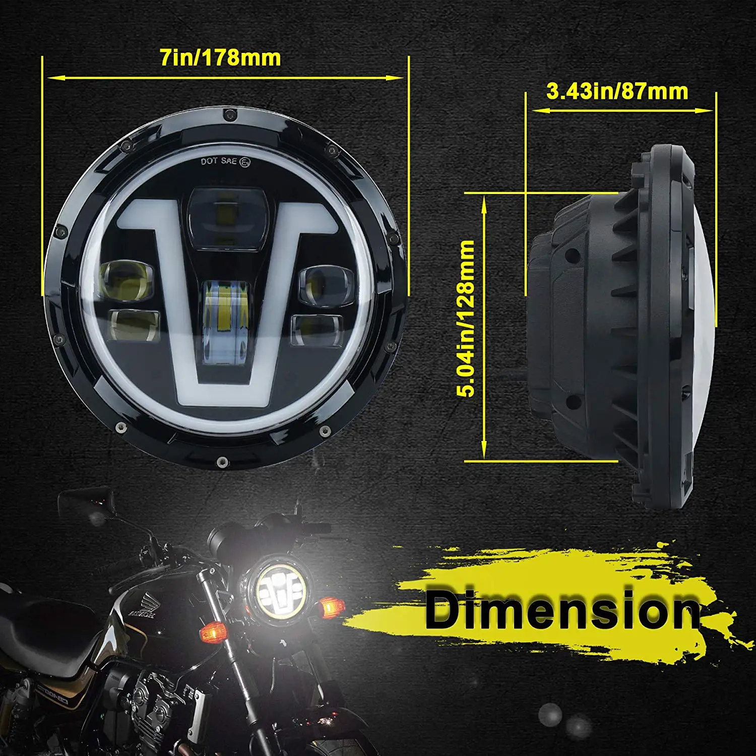  7 Inch Motorcycle LED Headlight 50W 12V Round Led Spotlight for Harley Davidson Light For Honda CB4 - 33019976302