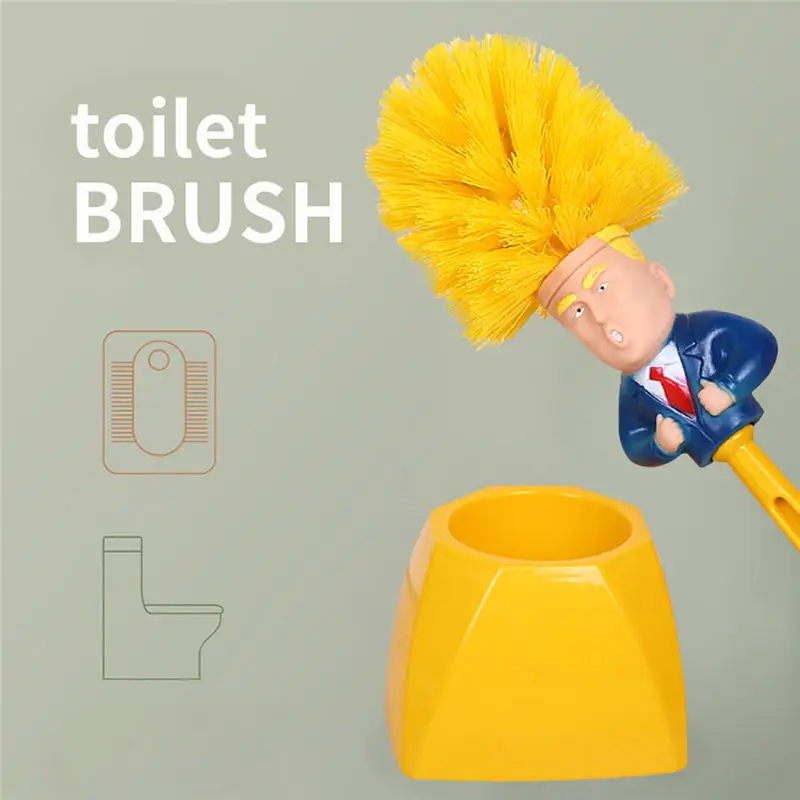 

Plastic Funny Donald Trump Toilet Brush Set Wc Cleaning Brushes Holder Base For Bathroom Toilet Cleaner Stand Accessory