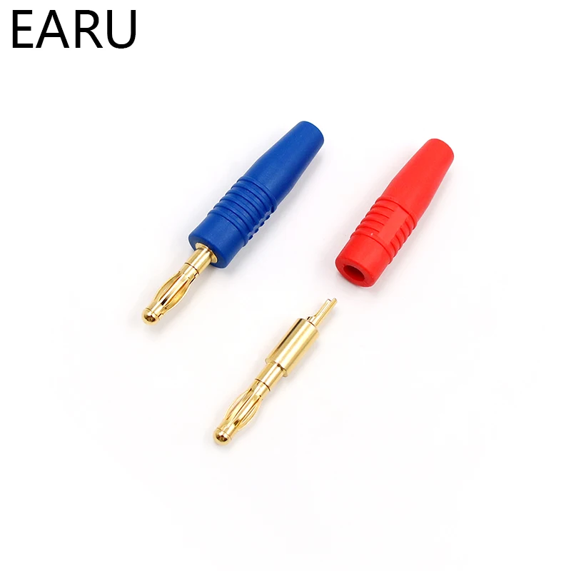 4pcs New 4mm Plugs Gold Plated Musical Speaker Cable Wire Pin Banana Plug Connectors Socket Red Black Blue Green Yellow