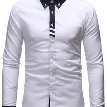 Мужская Бизнес рубашка новая хлопковая Модная Повседневная Лоскутная рубашка удобная молодежная Мужская рубашка с длинными рукавами