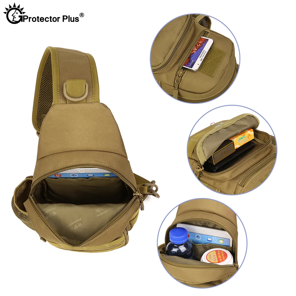 PROTECTOR PLUS Outdoor Sports Crossbody Waterproof Chest Bag Military Tactical Messenger Single Sho