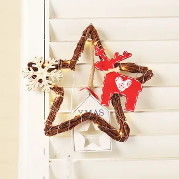 

Christmas DIY Rattan Wreath String Lights Tree Hanging Decoration Lamp Christmas Door Wall Decor With 20 LED Beads String Lamp