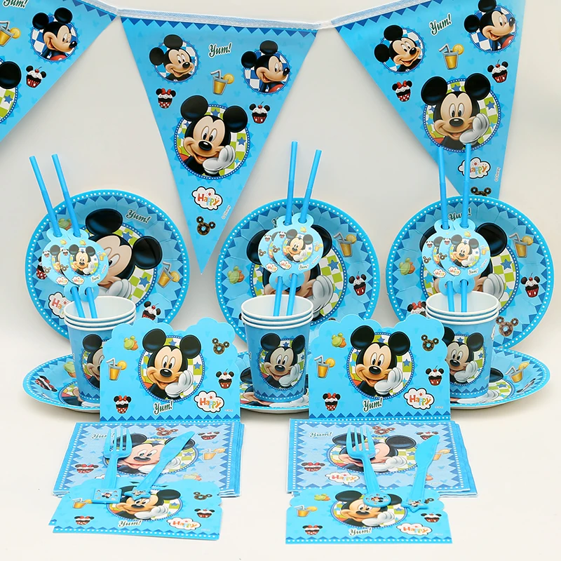 

Mickey Party Supplies 104pcs for 12 kids Happy Birthday Party Decoration Tableware Set Wedding Party Decoration Favors