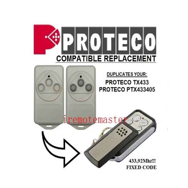 

Replacement remote for PROTECO TX433,PTX433405 433,92MHZ FIXED CODE FREE SHIPPING