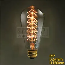 Заказа образца Рождественская елка Стиль нити со шпилькой, креативный, ручная работа, ST64 лампы накаливания эдиссона E27 лампы 220 V