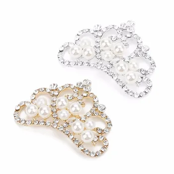 

LOULEUR 2pcs/lot 47x32mm Gold Pearl Rhinestone Crown Pendant DIY Jewelry Findings Hair Accessories Components for Jewelry Making