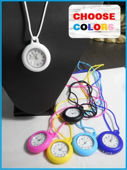 

1pc Silicone necklace pocket analog Silicon NECKLACE quartz WATCH Jelly Rubber Ladies girls Kids Children Fashion