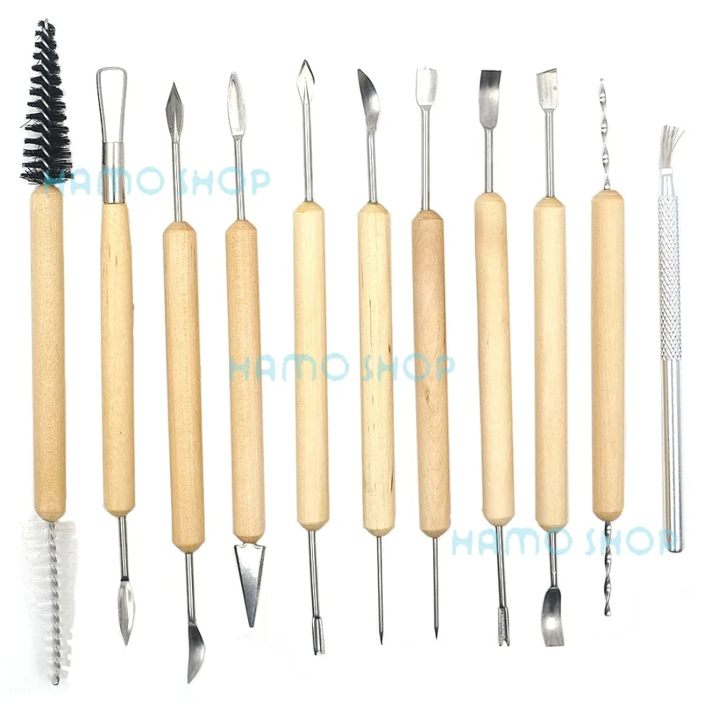 

11pcs Clay Sculpting Set Wax Carving Pottery Tools Shapers Polymer Modeling Kits