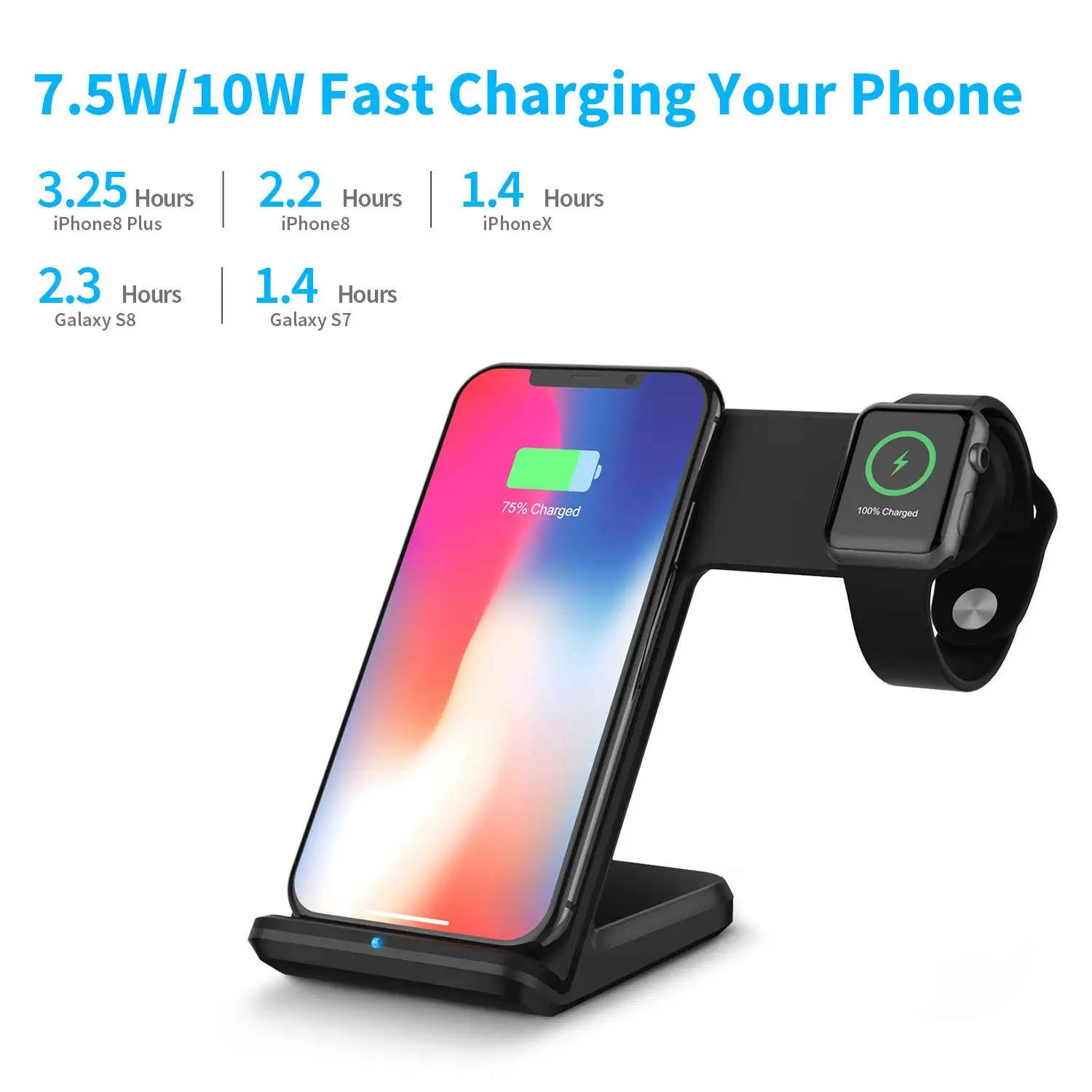 

2 in 1 Wireless Charging for Apple watch 1 2 3 4 Qi Fast Wireless Charger Dock Stand for iPhone XS X 8 Plus Samsung Galaxy S9 S8