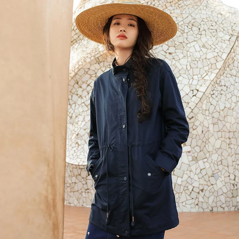 Goedkoop INMAN Voorjaar Kleding Katoen Stand Kraag Leisure, Trenchcoat Jassen Voor Vrouwen Vrouwen