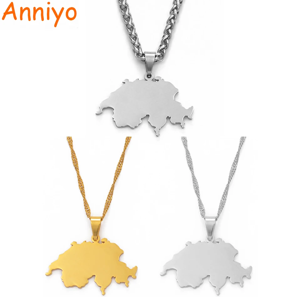 

Anniyo Switzerland Map Pendant Necklaces for Women,Suisse Svizzera Svizra Schweizerische Swiss Maps Jewelry Gifts #101721