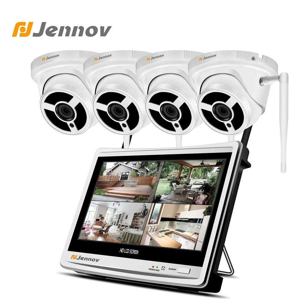 

Jennov 4CH 12Inch LCD Wireless NVR Security Camera System Wireless With Recording Video Surveillance 2MP 1080P HDMI P2P CCTV