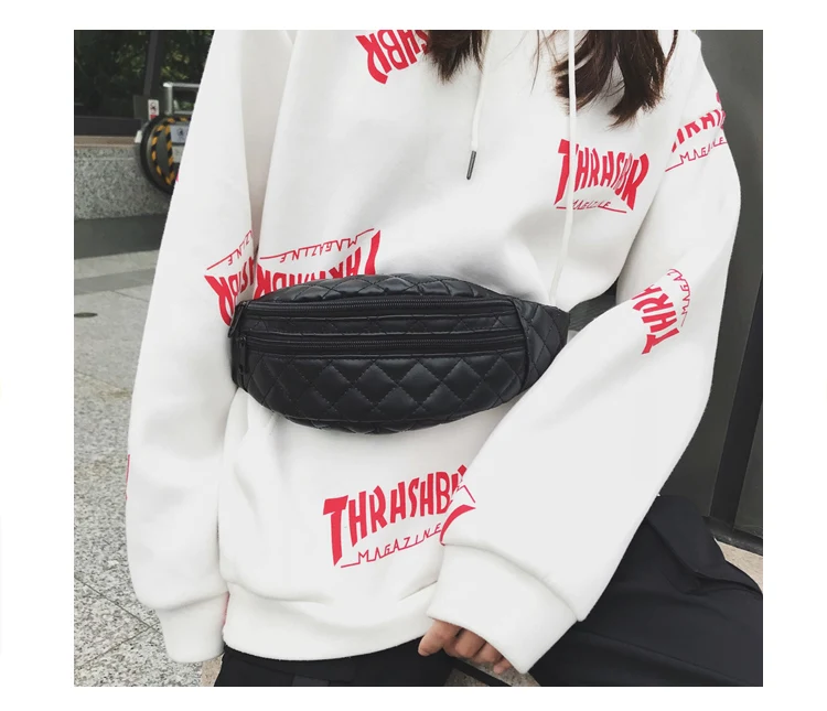 Brand Women Waist Packs Black Pu Leather Fanny Pack Belt Bag Thread Ladies Multifunctional Shopping Travel Waist Bag for Phone_19