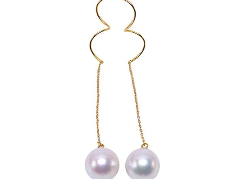 

18K Gold Luxurious Akoya Earrings for women 8.5mm White Japanese Akoya Sea Pearl Earrings