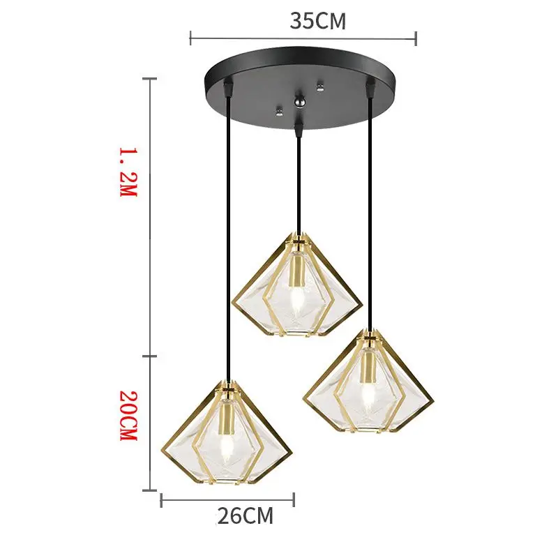 Скандинавские современные стеклянные алмазные подвесные светильники для столовой креативные винтажные барные подвесные светильники для ресторана - Цвет корпуса: D-3-ROUND