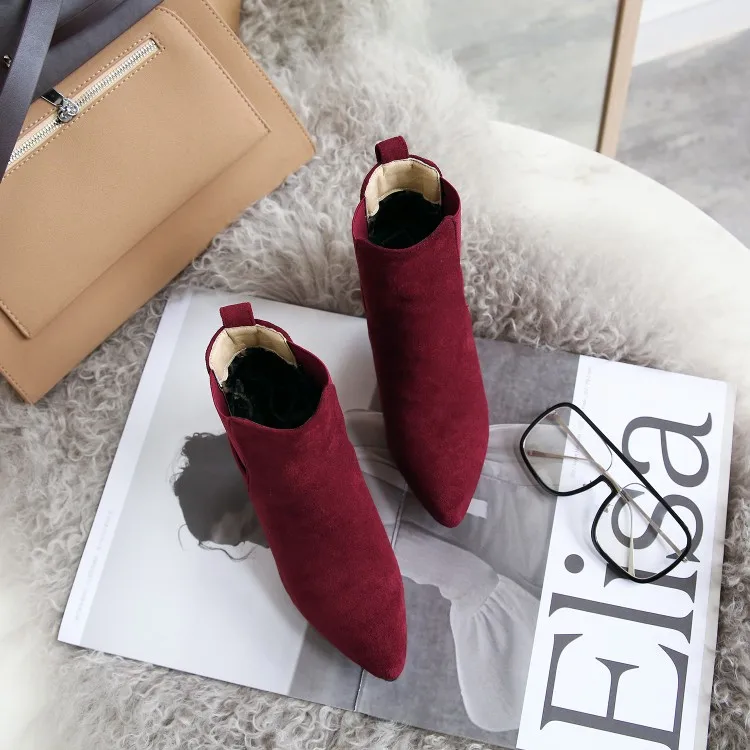 

Big Size 9 10 11-15 boots women shoes ankle boots for women ladies boots Loose sleeve tip thick heel