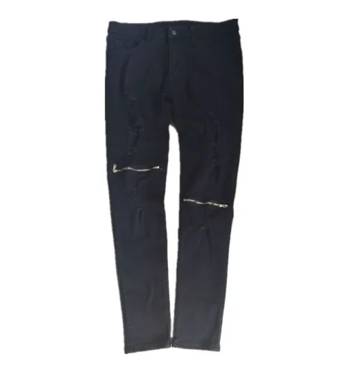 Новые рваные джинсы для мужчин узкие джинсы мужчин Проблемные тонкий известные бренды дизайнер Байкер в стиле хип-хоп SWAG Tyga Белый Черный