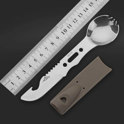 

Camping fork spoon Knife with Whistle For Fishing Outdoor EDC Tools survival knife self-defense for fishing fork spoons knives