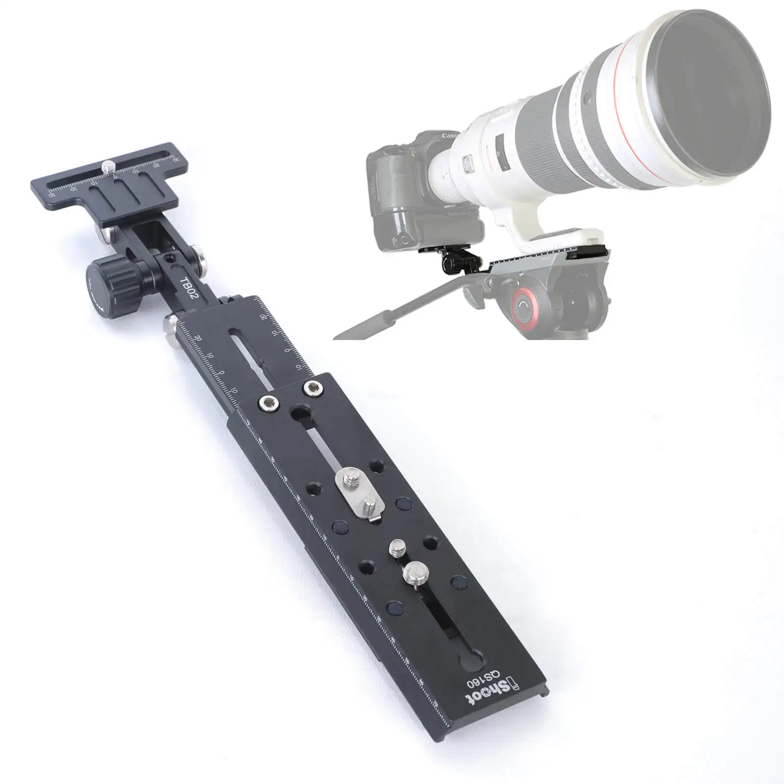 Long Lens Support and Quick Release Plate for Fluid Head Manfrotto 500 700, Sachtler FSB 10/8/6
