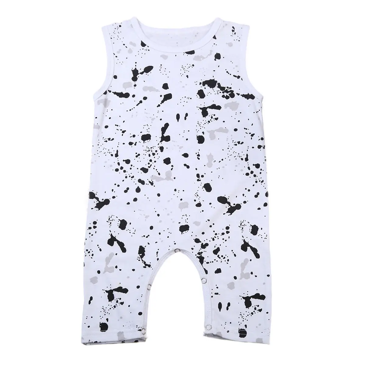 النظامية النقاط طفل أطفال بنين فتاة أكمام بذلة أسود أبيض ملابس الصيف القطن الطباعة