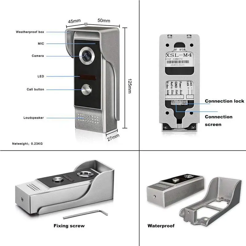 

Video Doorbell Intercom Wired Video Door Phone Doorbell Intercom System Metal Camera with 9inch Touch-Screen for Villa/Home/Of