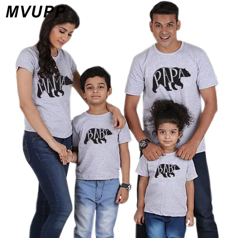 Семейные комплекты для мамы, дочки, папы и сына комплекты «Мама и я» футболка с медведем для мамы и ребенка платье для мамы и дочки