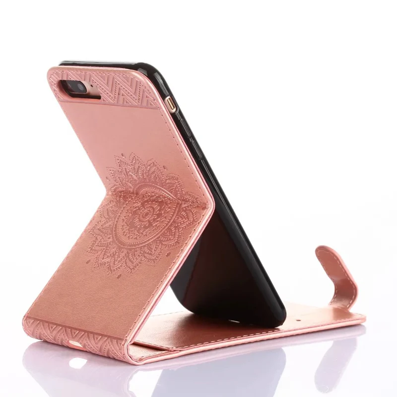 Модный Магнитный чехол из искусственной кожи для iPhone 7, 7, 8 Plus, 6G, 6S Plus, 5G, 5S, SE, 4S держатель для карт, Вертикальный флип-чехол - Цвет: Rose Gold