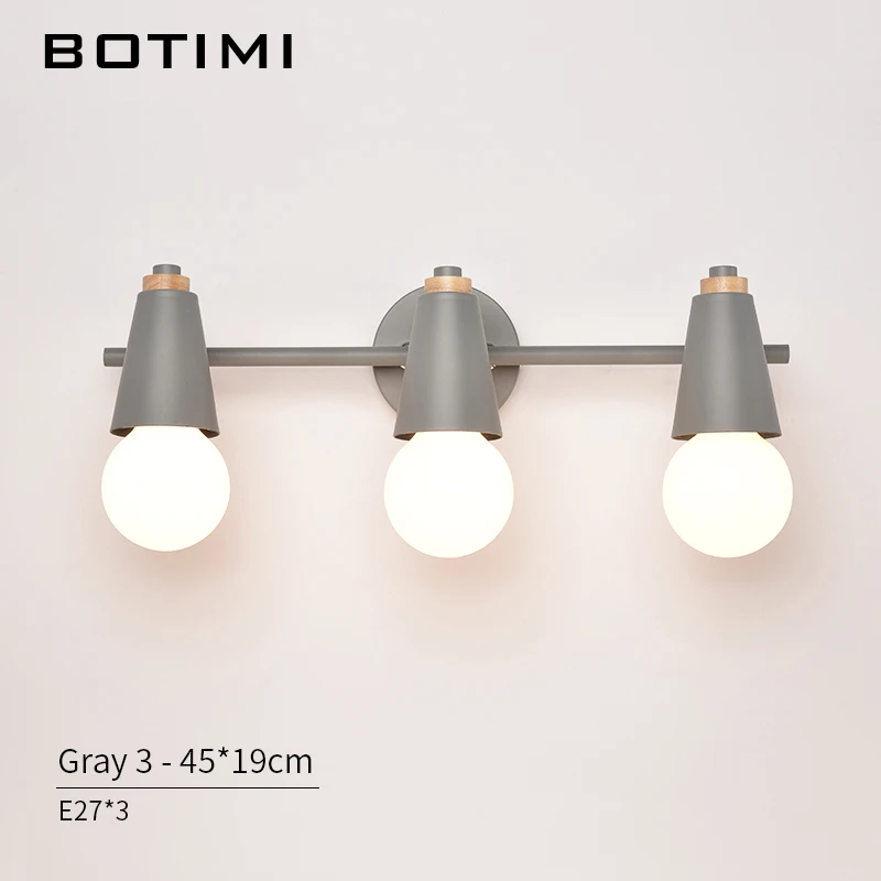 Светодиодный светильник-зеркало BOTIMI в скандинавском стиле, современный настенный светильник для ванной комнаты, подвесной светильник - Цвет абажура: 3 Light Gray