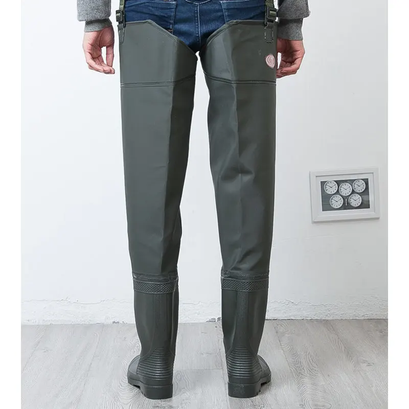 Высокие унисекс рыбацкие болотные штаны для ног ПВХ+ Синтетическая кожа рыбацкие сапоги утолщенная подошва цельные рыбацкие болотные штаны