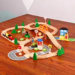 78 шт. деревянная железная дорога Игрушки совместимы с деревянной BRIO поезд трек детский полный набор развивающие игрушки