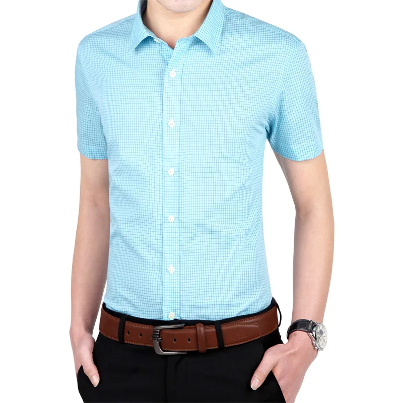 2016 New Brand Men's Casual Shirt Sleeve Banded Collar Easy Care