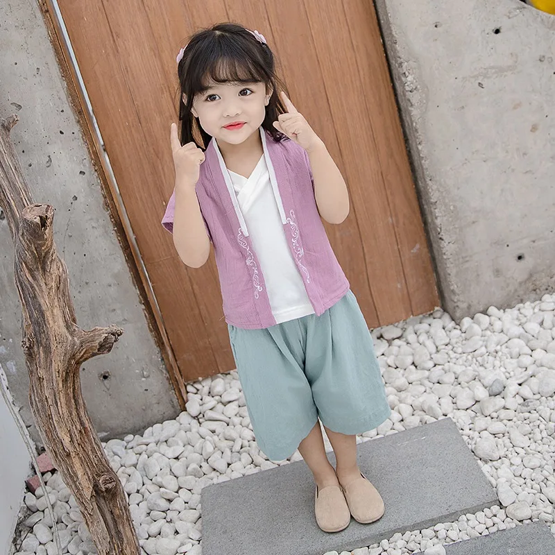 CROAL CHERIE Girls Clothing Sets 2019 Summer Cotton Linen  Two PCS T-shirts + Pants Children Sets Casual Fashion Girls Clothes (7)