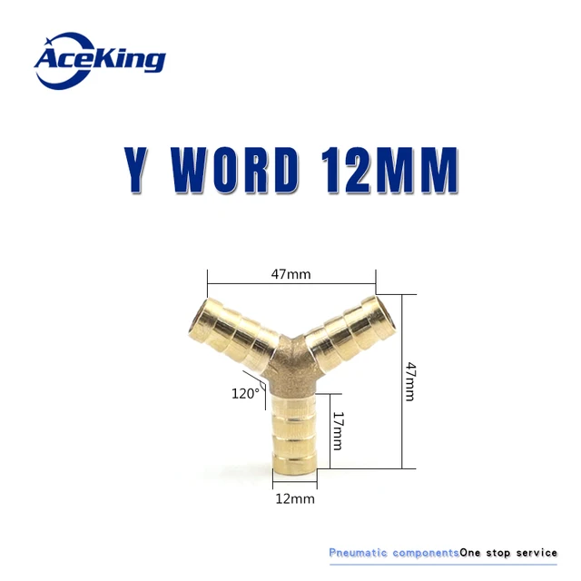 All copper pagoda joint y-type gas pipe three-way gas pipe straight hose joint fitting t-type three-way four-way joint gree head Y mord 12MM