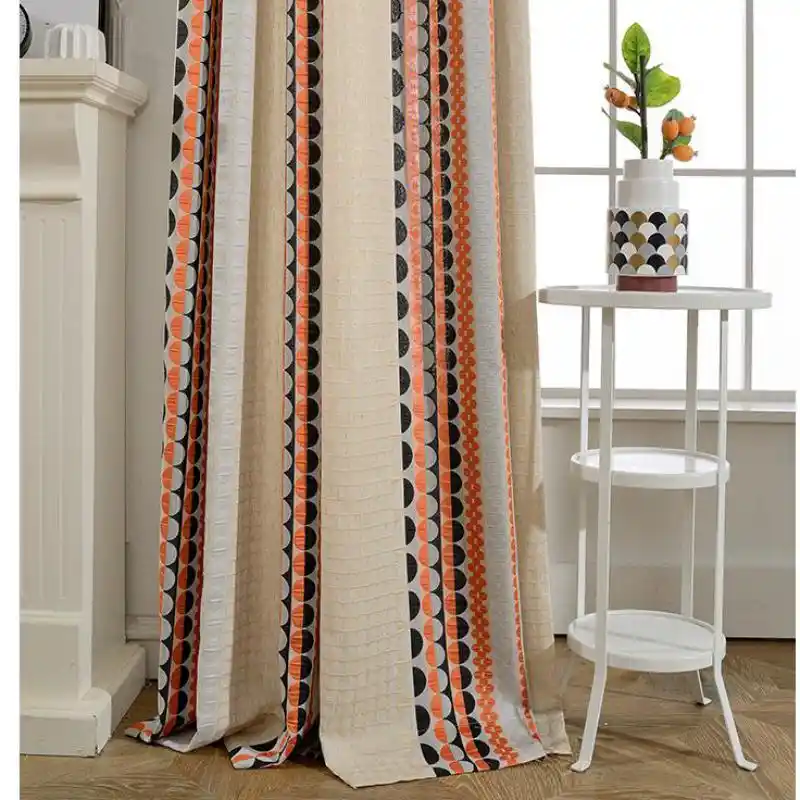 Slow Soul Yellow Blue Orange Cotton Linen Curtain Jacquard Pop