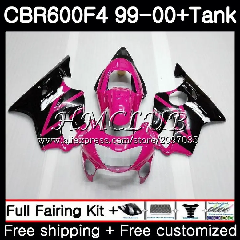 Розовый черный + бак для HONDA CBR 600F4 CBR600FS 600 FS 1999 2000 корпус 76HC.16 CBR600 F4 CBR600F4 99 00